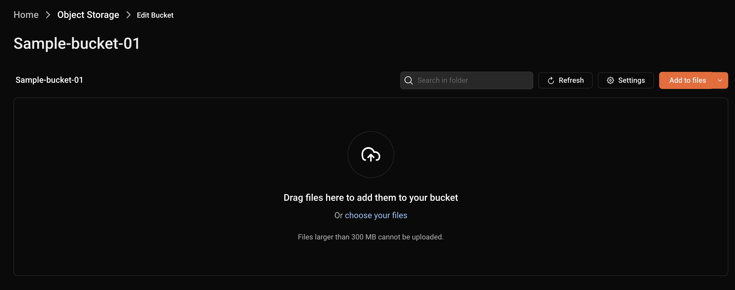 Adicionar arquivos ao bucket