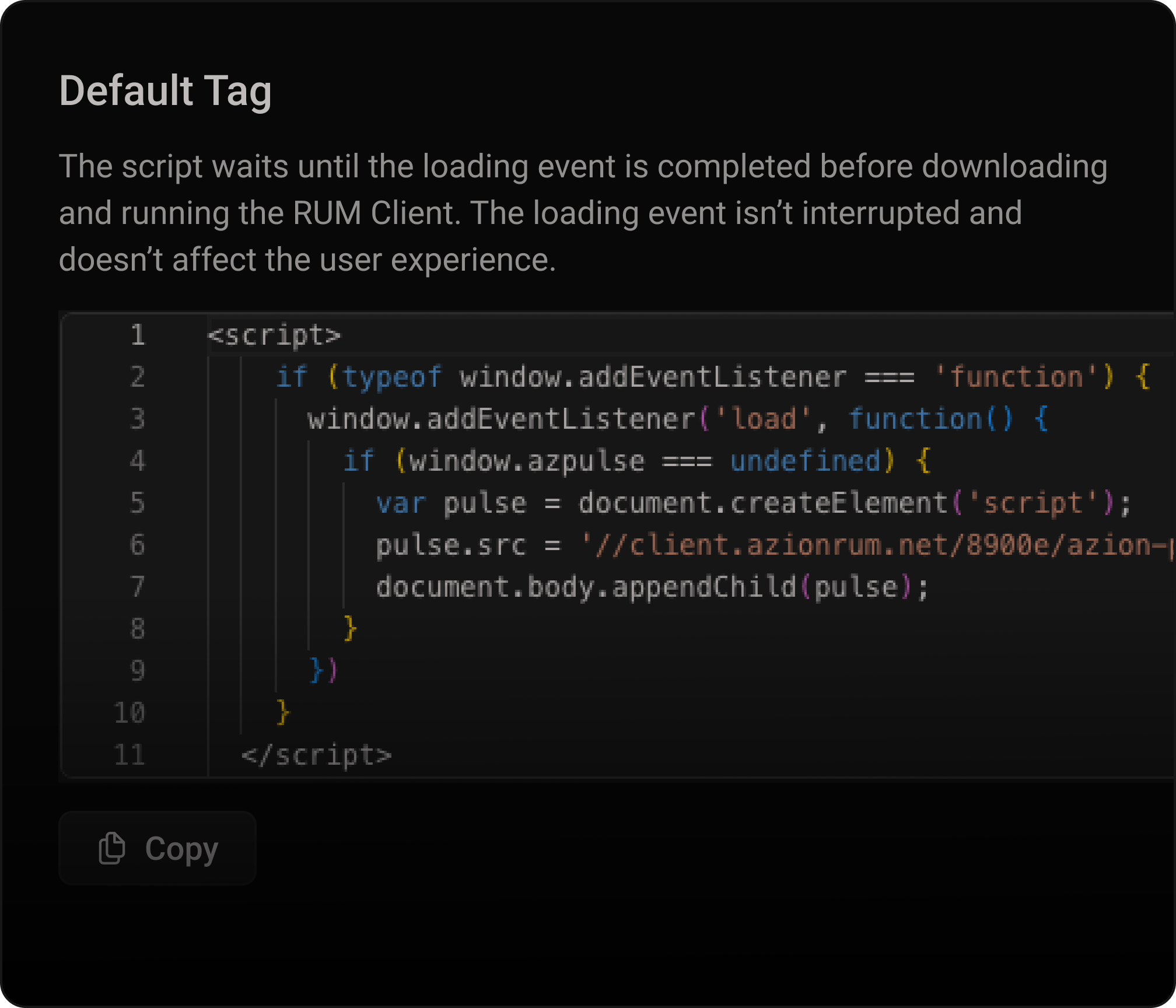 Implementação de tag JavaScript do lado do cliente