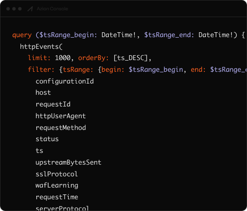 Visão detalhada de dados de eventos com métricas de requisições, timestamps e análise de performance.